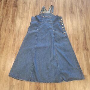 Vintage Y2k 90's French Kuff Blue Denim Jean Overall Dress Size 2X Adjustable